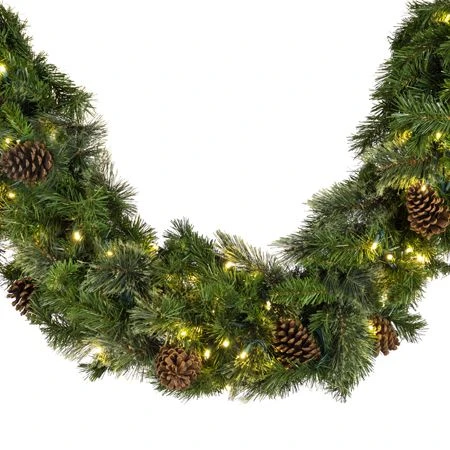 9' X 14" Mixed Pine Garland, Lit 4 9' X 14" Mixed Pine Garland, Lit - Image 2