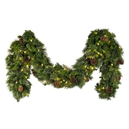 9' X 14" Mixed Pine Garland, Lit 3 9' X 14" Mixed Pine Garland, Lit