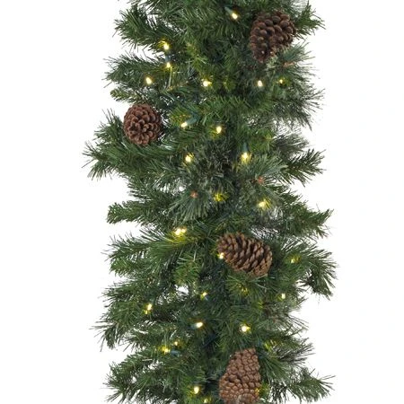 9' X 14" Mixed Pine Garland, Lit 5 9' X 14" Mixed Pine Garland, Lit - Image 3