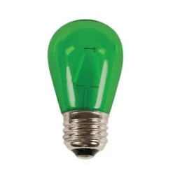 S14 LED Filament Transparent Glass Retrofit Bulb - E26 Base - Green - Pro Christmas™ - Box Of 25