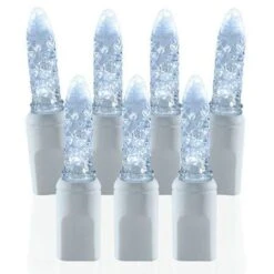 70 Light M5 Pure White LED Christmas Lights - White Wire