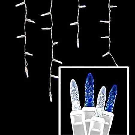 LED Icicle Lights - 70 Light Set - Pure White & Blue 3 LED Icicle Lights - 70 Light Set - Pure White & Blue