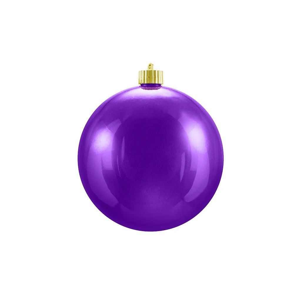 Shiny Christmas Ornaments, Purple, 6in. 3 Shiny Christmas Ornaments, Purple, 6in.