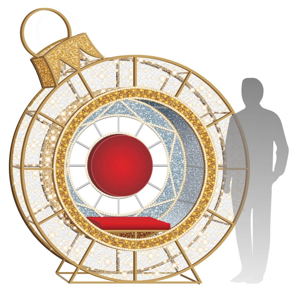 8' LED Ornament Icon - Photo Op Feature Piece With Deluxe Red Seat 3 8' LED Ornament Icon - Photo Op Feature Piece With Deluxe Red Seat