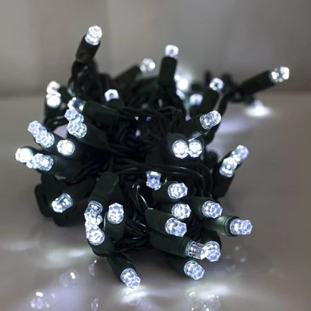 70 Light Pure White Pentagon Gem LED Christmas Lights 5 70 Light Pure White Pentagon Gem LED Christmas Lights - Image 3