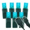 Wide Angle Conical - 4" Spacing, 70 Bulb, Green Cord, UL Coaxial RY Plug - 22 Gauge - Full Wave - Aqua -Christmas Designers pry aq