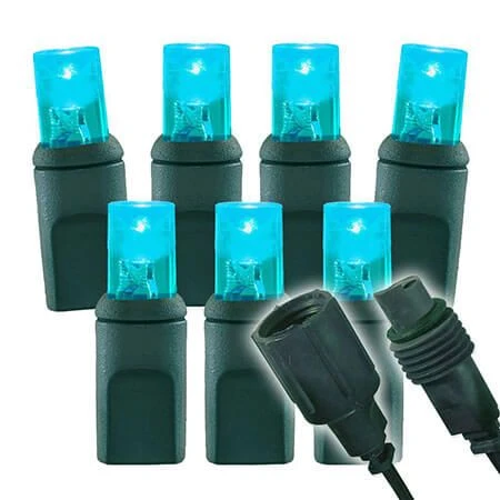 Wide Angle Conical - 4" Spacing, 70 Bulb, Green Cord, UL Coaxial RY Plug - 22 Gauge - Full Wave - Aqua 3 Wide Angle Conical - 4" Spacing, 70 Bulb, Green Cord, UL Coaxial RY Plug - 22 Gauge - Full Wave - Aqua