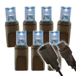 Wide Angle Conical - 4" Spacing, 70 Bulb, Brown Cord, UL Coaxial RY Plug - Full Wave - Pure White
