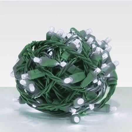 Wide Angle Conical - 4" Spacing, 70 Bulb, Grn Cord, UL Coaxial RY Plug - Full Wave - Pure White - Balled 3 Wide Angle Conical - 4" Spacing, 70 Bulb, Grn Cord, UL Coaxial RY Plug - Full Wave - Pure White - Balled