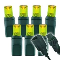 Wide Angle Conical - 4" Spacing, 100 Bulb, Grn Cord, UL Coaxial RY Plug - Full Wave - Yellow