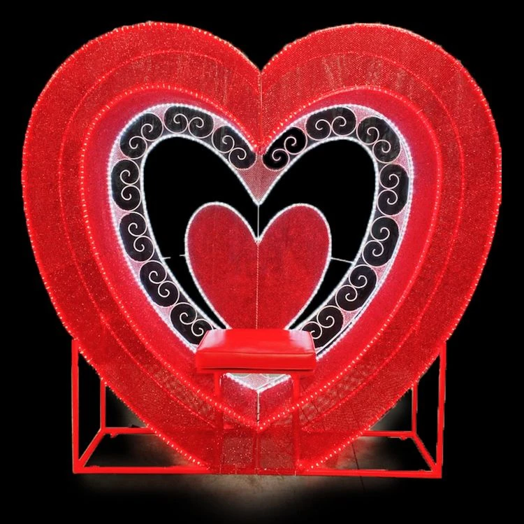 3D Valentine Photo Throne With Decorative Chair Back - Glitter Mesh With Rope Light Outline 3 3D Valentine Photo Throne With Decorative Chair Back - Glitter Mesh With Rope Light Outline