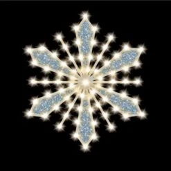 Glittered-Filled Snowflake, 30", 65 Bulbs, LED
