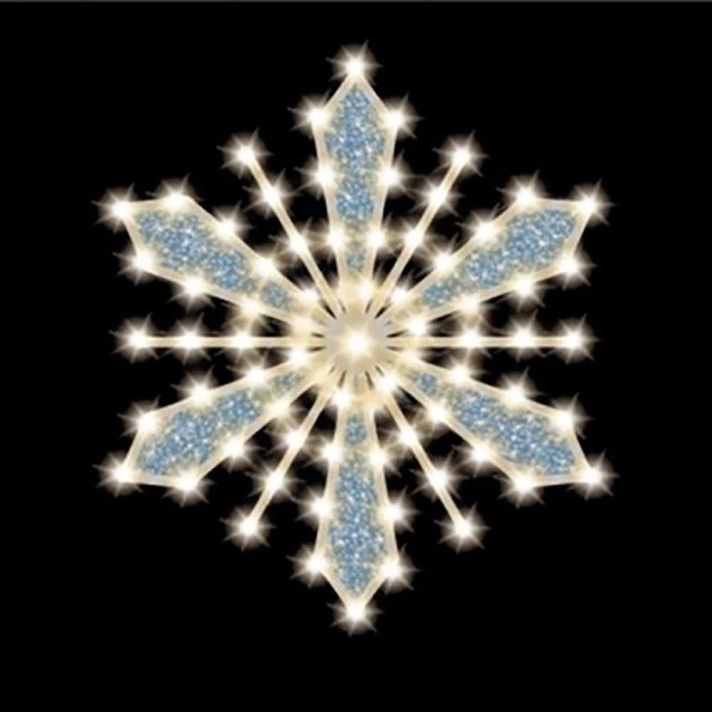 Glittered-Filled Snowflake, 30", 65 Bulbs, LED 3 Glittered-Filled Snowflake, 30", 65 Bulbs, LED
