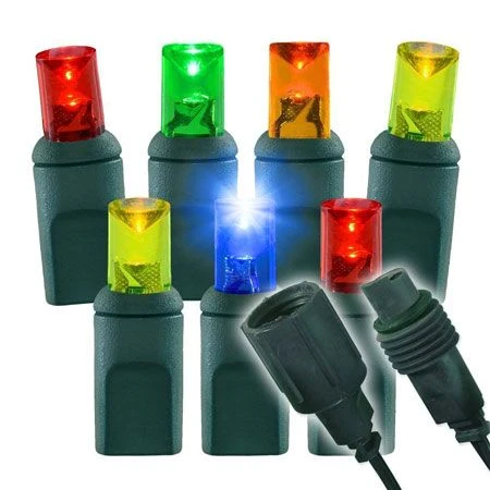 1/5 Strobing Wide Angle Conical LED - 4" Spacing, 70 Bulb, Grn Cord, UL Coaxial RY Plug - Full Wave - Multi 3 1/5 Strobing Wide Angle Conical LED - 4" Spacing, 70 Bulb, Grn Cord, UL Coaxial RY Plug - Full Wave - Multi