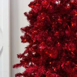 7.5' Indoor LED Shimmer Spruce Tinsel Christmas Tree - Red 11 7.5' Indoor LED Shimmer Spruce Tinsel Christmas Tree - Red -Christmas Designers t it 75 1238 r 3 crop