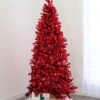 7.5' Indoor LED Shimmer Spruce Tinsel Christmas Tree - Red -Christmas Designers t it 75 1238 r 1