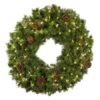 36" Lit Warm White Deluxe Mixed Pine Wreath - Bow Option Available -Christmas Designers w 36 mpl t ww 2