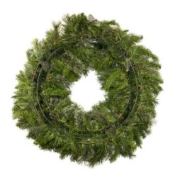 36" Lit Warm White Deluxe Mixed Pine Wreath - Bow Option Available -Christmas Designers w 36 mpu back 1