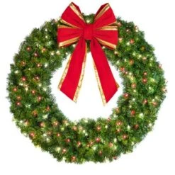 48" Lit Pure White And Red Deluxe Oregon Fir Wreath - Bow Option Available 7 48" Lit Pure White And Red Deluxe Oregon Fir Wreath - Bow Option Available -Christmas Designers w 48 dofl 6 pwr b vb 18 rgt