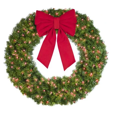 48" Lit Red Deluxe Oregon Fir Wreath - Bow Option Available 5 48" Lit Red Deluxe Oregon Fir Wreath - Bow Option Available - Image 3