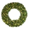 48" Lit Warm White And Red Deluxe Oregon Fir Wreath - Bow Option Available -Christmas Designers w 48 dofl 6 wwr