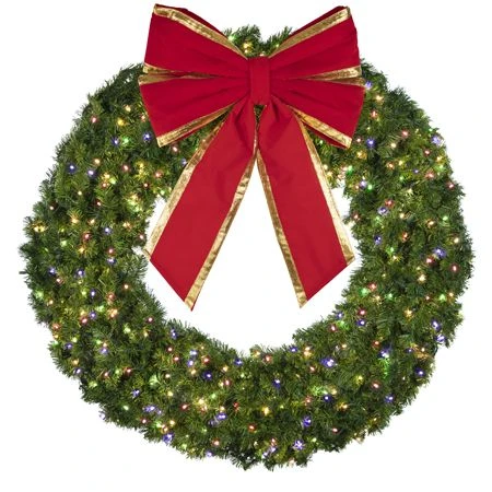 60" Lit Multi Deluxe Oregon Fir Wreath - Bow Option Available 4 60" Lit Multi Deluxe Oregon Fir Wreath - Bow Option Available - Image 2