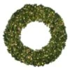 60" Lit Warm White And Red Deluxe Oregon Fir Wreath - Bow Option Available -Christmas Designers w 60 dofl 6 wwr