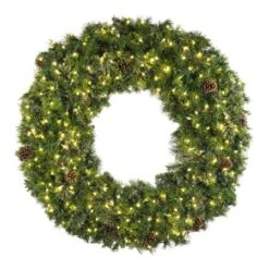 72" Deluxe Mixed Pine Wreath, Lit - Bow Option Available