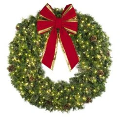 72" Deluxe Mixed Pine Wreath, Lit - Bow Option Available 9 72" Deluxe Mixed Pine Wreath, Lit - Bow Option Available -Christmas Designers w 60 mpl t6 ww b vb 24 rgt