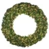 72" Lit Warm White And Red Deluxe Oregon Fir Wreath - Bow Option Available -Christmas Designers w 72 dofl 6 wwr
