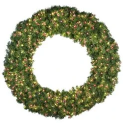 72" Lit Warm White And Red Deluxe Oregon Fir Wreath - Bow Option Available
