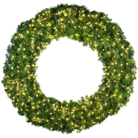 96" Lit Warm White Deluxe Oregon Fir Wreath - Bow Option Available 3 96" Lit Warm White Deluxe Oregon Fir Wreath - Bow Option Available