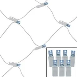 100 Light Pure White 5 Mm Wide Angle Conical LED Net Lights - White Wire