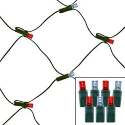 100 Light Pure White & Red 5 Mm Wide Angle Conical LED Net Lights